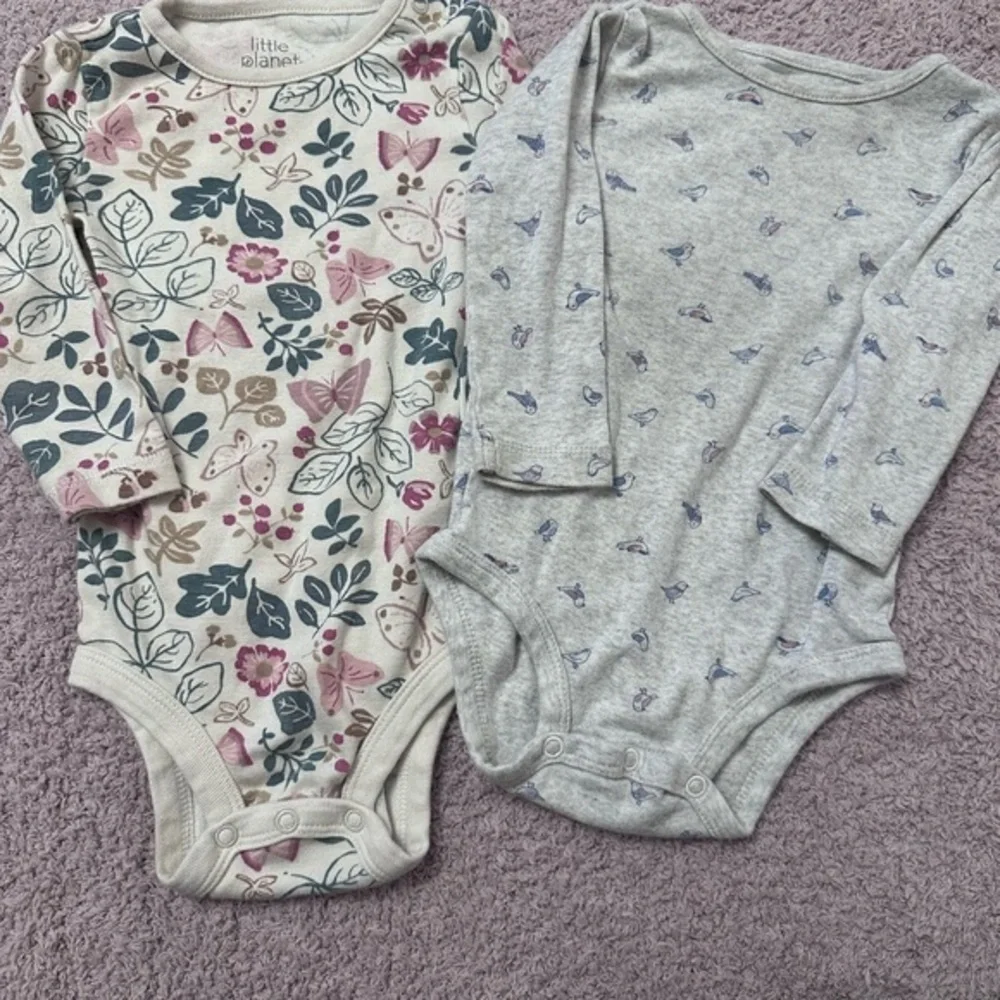 Little Planet Organic by Carter’s 12M Long Sleeve Bodysuit Set Floral Birds Baby